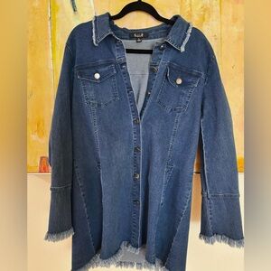 Denim Shirt Dress in Dark Blue